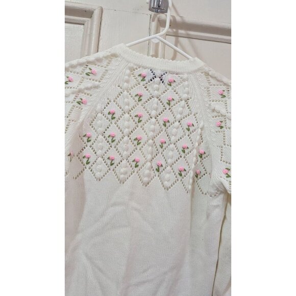 Vintage Sweater be  Banff 100% Acrylic Cardigan With Floral Design size M? Read - Picture 11 of 12
